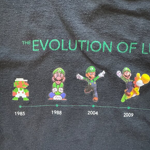 NINTENDO EVOLUTION OF LUIGI TSHIRT SIZE LARGE MADE IN MEXICO - Picture 6 of 8